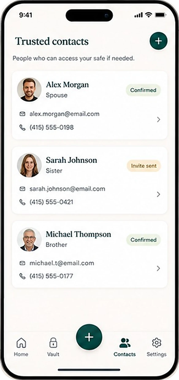 Trusted contacts, your rules